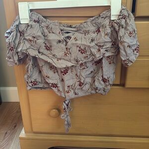 American Eagle off the shoulder tie up tank